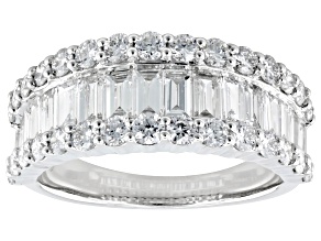 White Lab-Grown Diamond G-H SI Rhodium Over Sterling Silver Band Ring 2.00ctw