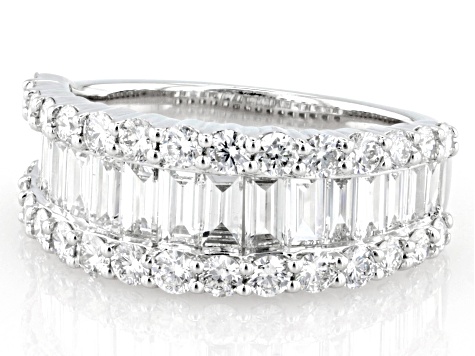 White Lab-Grown Diamond G-H SI Rhodium Over Sterling Silver Band Ring 2.00ctw