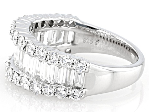 White Lab-Grown Diamond G-H SI Rhodium Over Sterling Silver Band Ring 2.00ctw