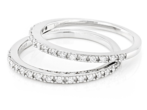 White Lab-Grown Diamond H SI Rhodium Over Sterling Silver Set of 2 Band Rings 0.25ctw
