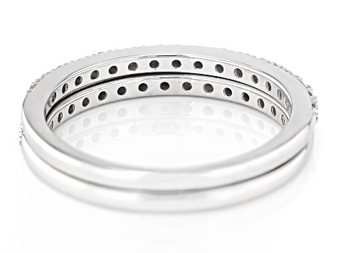 White Lab-Grown Diamond H SI Rhodium Over Sterling Silver Set of 2 Band Rings 0.25ctw