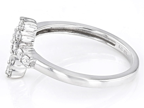 White Lab-Grown Diamond H SI Rhodium Over Sterling Silver Cross Ring 0.33ctw