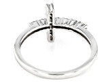 White Lab-Grown Diamond H SI Rhodium Over Sterling Silver Cross Ring 0.33ctw