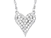 White Lab-Grown Diamond H SI Rhodium Over Sterling Silver Elongated Heart Necklace 0.45ctw