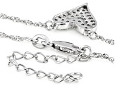 White Lab-Grown Diamond H SI Rhodium Over Sterling Silver Elongated Heart Necklace 0.45ctw