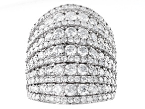 White Lab-Grown Diamond H I1 10k White Gold Multi-Row Cocktail Ring 4.00ctw