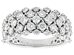 White Lab-Grown Diamond F-G SI 14k White Gold Cluster Band Ring 2.00ctw