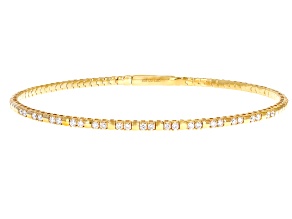 White Lab-Grown Diamond H SI 14k Yellow Gold Over Sterling Silver Bangle Bracelet 0.50ctw