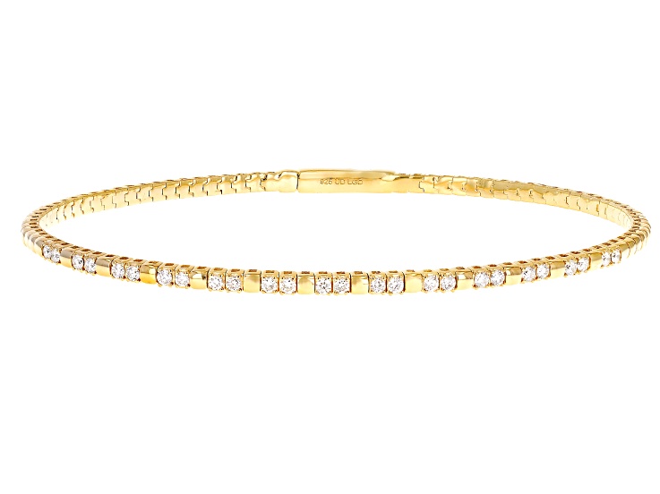White Lab-Grown Diamond H SI 14k Yellow Gold Over Sterling Silver Bangle Bracelet 0.50ctw