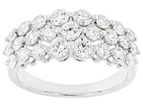 White Lab-Grown Diamond H SI Rhodium Over Sterling Silver Band Ring 1.50ctw
