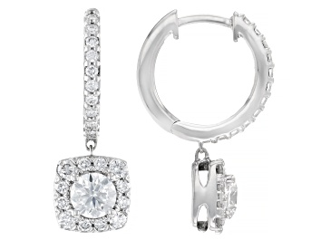 Picture of White Lab-Grown Diamond H SI Rhodium Over Sterling Silver Halo Earrings 0.95ctw