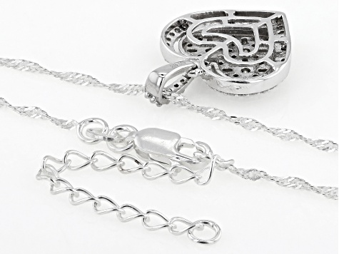 White Lab-Grown Diamond H SI Rhodium Over Sterling Silver Heart Pendant With Singapore Chain 0.70ctw
