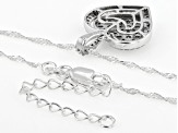 White Lab-Grown Diamond H SI Rhodium Over Sterling Silver Heart Pendant With Singapore Chain 0.70ctw