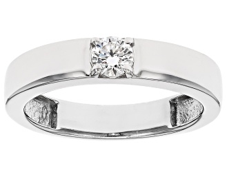 White Lab-Grown Diamond H SI Rhodium Over Sterling Silver Solitaire Band Ring 0.25ct