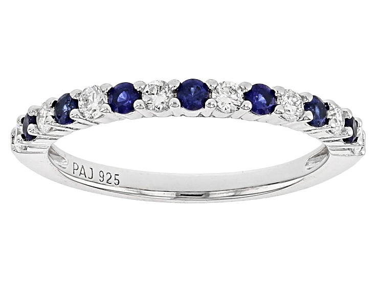 Lab Created Sapphire And Lab-Grown Diamond Rhodium Over