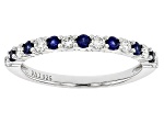 Lab Created Sapphire And Lab-Grown Diamond Rhodium Over Sterling Silver Band Ring 0.59ctw