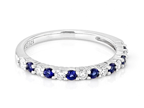 Lab Created Sapphire And Lab-Grown Diamond Rhodium Over