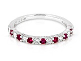 Lab Created Ruby And Lab-Grown Diamond Rhodium Over Sterling Silver Band Ring 0.60ctw