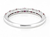 Lab Created Ruby And Lab-Grown Diamond Rhodium Over Sterling Silver Band Ring 0.60ctw