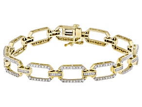 White Lab-Grown Diamond H SI 14k Yellow Gold Over Sterling Silver Tennis Bracelet 2.00ctw