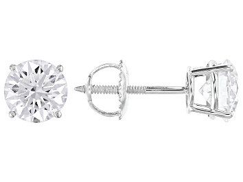 White Lab-Grown Diamond G VS 10k Yellow Gold Stud Earrings 2.00ctw