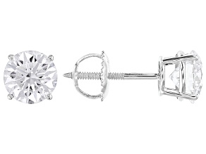 White Lab-Grown Diamond G VS 10k White Gold Stud Earrings 2.00ctw