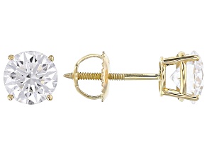 White Lab-Grown Diamond G VS 10k Yellow Gold Stud Earrings 2.00ctw