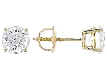 Picture of White Lab-Grown Diamond G VS 10k Yellow Gold Solitaire Stud Earrings 2.00ctw