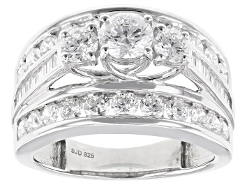 Picture of White Lab-Grown Diamond H SI Rhodium Over Sterling Silver 3-Stone Ring 2.45ctw
