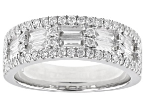 White Lab-Grown Diamond H SI Rhodium Over Sterling Silver Band Ring 1.00ctw