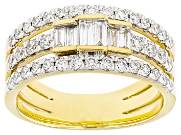 Picture of White Lab-Grown Diamond H SI 14k Yellow Gold Over Sterling Silver Multi-Row Band Ring 1.00ctw