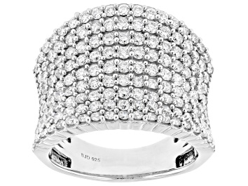 Picture of White Lab-Grown Diamond H SI Rhodium Over Sterling Silver Multi-Row Ring 2.20ctw