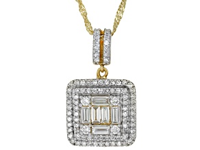 White Lab-Grown Diamond H SI 14k Yellow Gold Over Sterling Silver Pendant With 18" Chain 1.30ctw