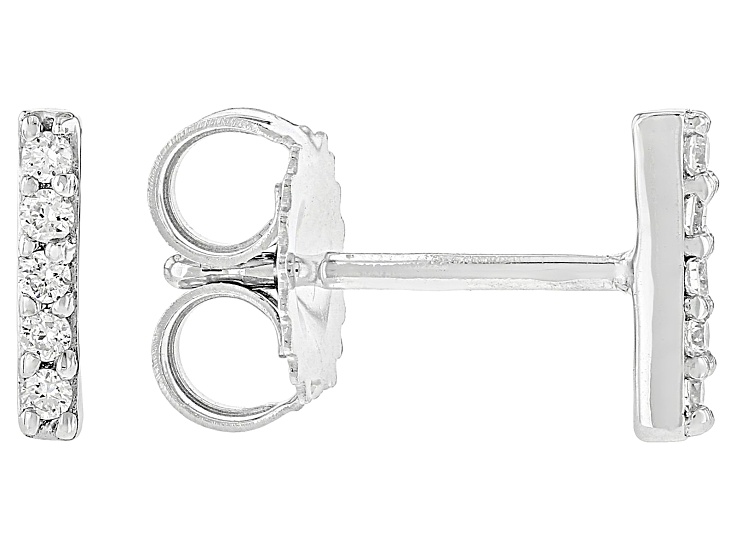 White Lab-Grown Diamond H SI Rhodium Over Sterling Silver Stud Earrings 0.10ctw
