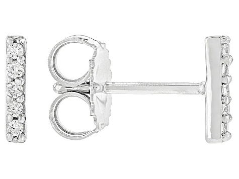 White Lab-Grown Diamond H SI Rhodium Over Sterling Silver Stud Earrings 0.10ctw