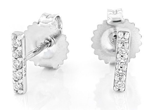 White Lab-Grown Diamond H SI Rhodium Over Sterling Silver Stud Earrings 0.10ctw