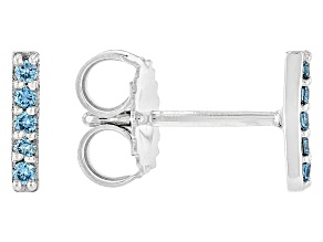 Blue Lab-Grown Diamond SI Rhodium Over Sterling Silver Stud Earrings 0.10ctw