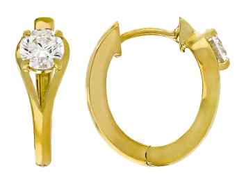 Picture of White Lab-Grown Diamond H SI 14k Yellow Gold Over Sterling Silver Hoop Earrings 0.75ctw