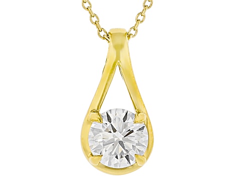 White Lab-Grown Diamond H SI 14k Yellow Gold Over Sterling Silver Pendant With 18" Chain 0.75ct