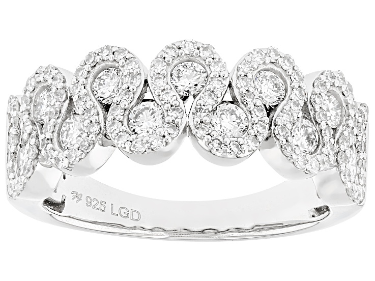 White Lab-Grown Diamond H SI Rhodium Over Sterling Silver Band
