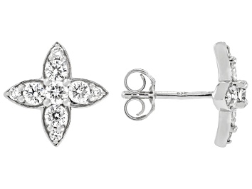 Picture of White Lab-Grown Diamond H SI Rhodium Over Sterling Silver Stud Earrings 0.75ctw