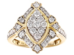White Lab-Grown Diamond H SI 14K Gold Over Sterling Silver Cluster Ring 1.00ctw - LGD900