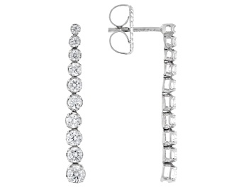 Picture of White Lab-Grown Diamond H SI Rhodium Over Sterling Silver Dangle Earrings 1.00ctw