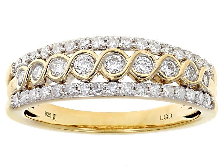 White Lab-Grown Diamond H SI 14K Gold Over Sterling Silver 3