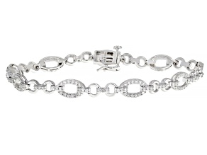 White Lab-Grown Diamond H SI Rhodium Over Sterling Silver Tennis Bracelet 1.25ctw
