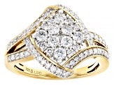White Lab-Grown Diamond H SI 14K Gold Over Sterling Silver Cluster Ring 1.00ctw