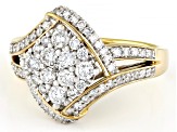 White Lab-Grown Diamond H SI 14K Gold Over Sterling Silver Cluster Ring 1.00ctw