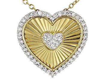 Picture of White Lab-Grown Diamond H SI 14K Gold Over Silver Heart Shape Slide Pendant with 19" Chain 0.33ctw