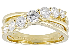 White Lab-Grown Diamond H SI 14K Yellow Gold Over Sterling Silver Crossover Ring 1.00ctw