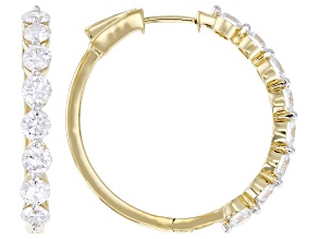 White Lab-Grown Diamond H SI 14k Yellow Gold Over Sterling Silver Huggie Earrings 2.00ctw